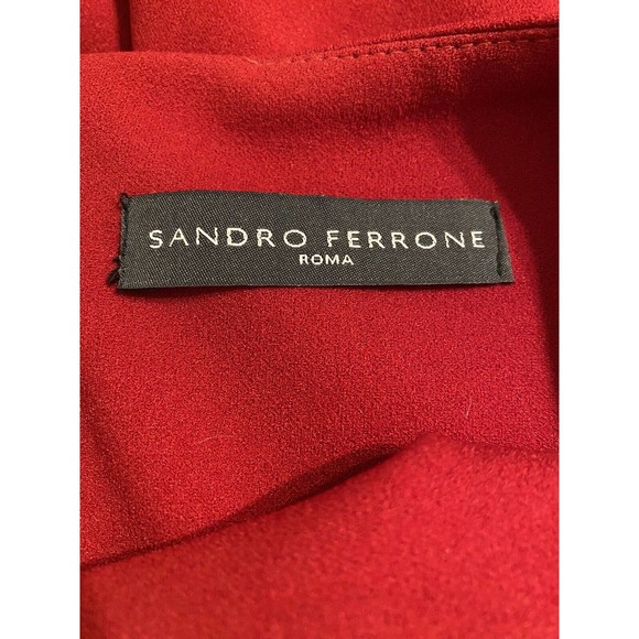 Sandro Ferrone Dress Red A line Flare Round Neck Short Sleeve Knee Lengt… - Picture 7 of 7